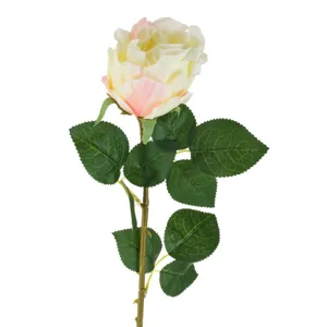 Floare Artificiala cu Tulpina Lunga Trandafir Alb 71cm