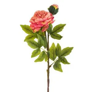 Floare artificiala cu tulpina lunga, Trandafir roz fuchsia, 82 cm