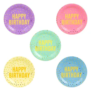 Set farfurii carton Happy Birthday Multicolor 25 bucăți Diametru 23cm