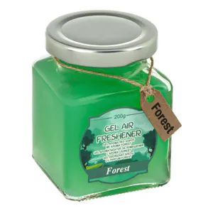 Odorizant de camera cu gel, Aroma Forest, 200g, Recipient din sticla, Verde
