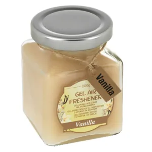 Odorizant de camera cu gel, aroma de vanilie, recipient din sticla, 200g, ecru