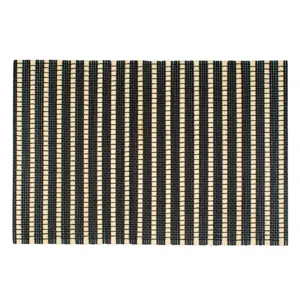 Suport pentru farfurii din bambus 45x30.5cm Negru cu dungi bej