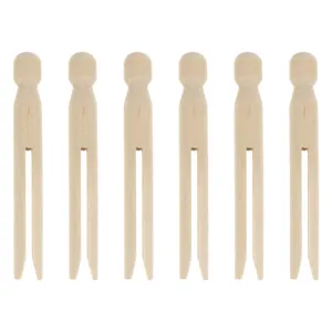 Betisoare din lemn pentru creatii, forma corp papusa, natural, 6 buc, 1.4x11 cm