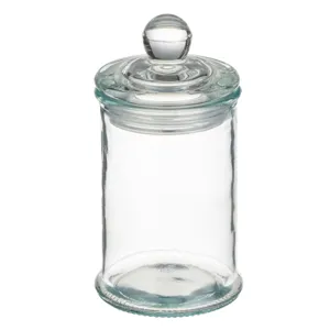 Borcan Cilindric Transparent cu Capac din Sticlă 130ml