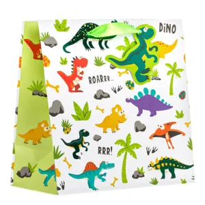 Sacos Cadou Mini Dinozaur cu Manere Satinate Unicorn