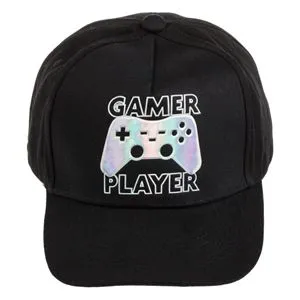 Sapca neagra pentru copii cu imprimeu holografic Gamer Player