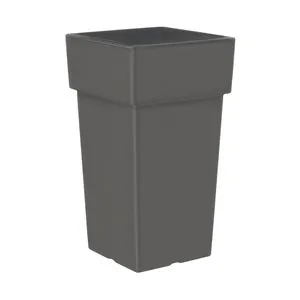 Ghiveci pătrat din plastic gri mat, 26L