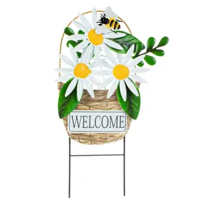 Stick decorativ metalic, Cos cu margarete, 55cm