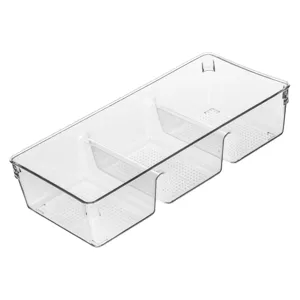 Organizator modular din plastic transparent cu 3 compartimente pentru sertare