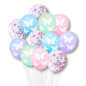 Set baloane metalizate și transparente cu confetti, 12 buc, 30cm