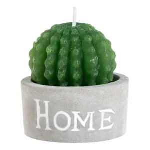 Lumanare decorativa 3D Cactus în ghiveci gri cu lumină