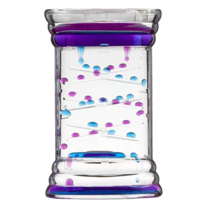 Clepsidră cu lichid colorat, plastic transparent, 9x4x14 cm