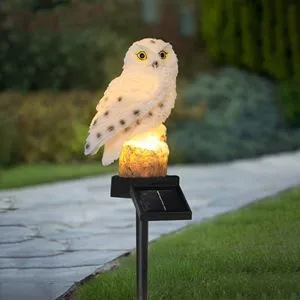Lampa Solară cu Bufniță: Decorațiune Eco-Friendly cu Lumină Caldă