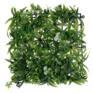 Panou iarba artificiala cu flori albe pentru decor interior și exterior