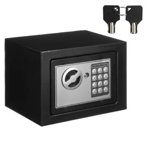 Seif cu închidere electronică și chei, 17x17x23 cm, Negru