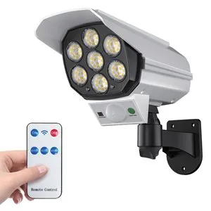 Proiector solar LED cu telecomandă și senzor de mișcare, 18x8x12 cm, alb
