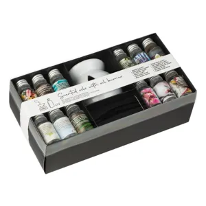 Set Uleiuri Parfumate cu Suport din Lut Alb, 12 x 12 ml, Arome Diverse