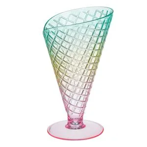 Bol din plastic pentru inghetata, forma cornet rainbow, Ø16.5x9.5cm