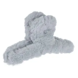 Clamă de păr cu blană artificială, Gri, 12 cm