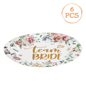 Farfurii din Carton cu Model Floral și Accente Aurii, Ø18cm, Set de 6 Bucăți