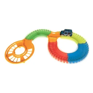 Pista auto cu masina LED, 61 piese, 135 cm, Glow in the Dark