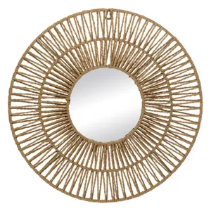Oglindă Decorativă Rotundă cu Cadru din Paie, Ø50cm