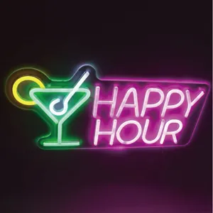 Lampă LED Neon Happy Hour Cocktail Multicolor 43x21cm