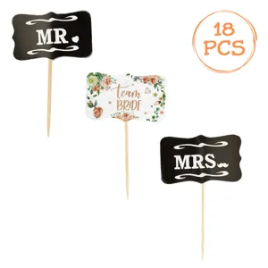 Scobitori Decorative Petrecere Mr & Mrs Team Bride - Set de 18 buc