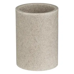 Dozator pentru sapun lichid din polyresin, Bej, cu dungi reliefate, 350 ml