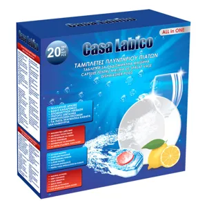 Capsule Detergent pentru Mașina de Spălat Vase, All-in-One, 20 buc, Aromă de Lămâie