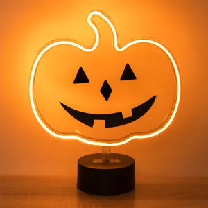 Lampă decorativă LED Neon Dovleac, Portocaliu, 22x8x26.5 cm