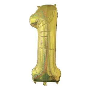 Balon holografic auriu pentru petreceri cu cifra 1