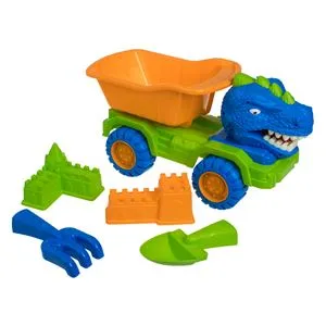 Camion de nisip cu dinozaur, Set 5 accesorii, 40x17x23cm, Verde