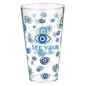 Pahar din plastic transparent cu imprimeu ochi, 600 ml