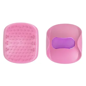 Perie de păr roz din silicon cu mâner ergonomic, 10 cm