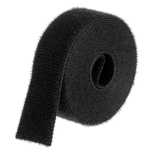 Bandă de fixare cu scai, neagră, 2m, lățime 2cm, pretăiată