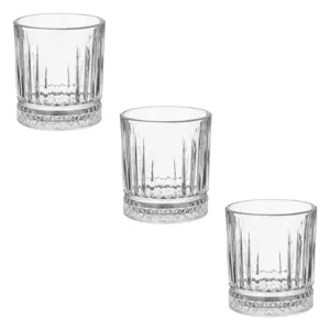 Set de 3 Pahare de Sticlă Transparentă cu Design Reliefat pentru Whisky