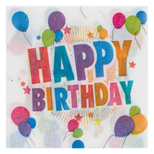 Servitele de masă Happy Birthday cu baloane colorate, 80 bucăți
