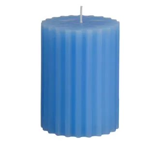 Lumanare decorativa cu dungi verticale si aroma Fresh Linen, Ø7x9.5cm