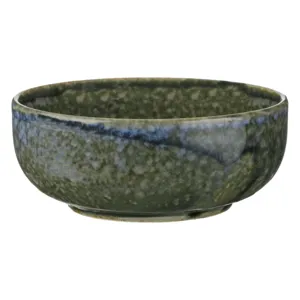 Bol rotund de ceramică verde olive și albastru, 225 ml pentru gustări