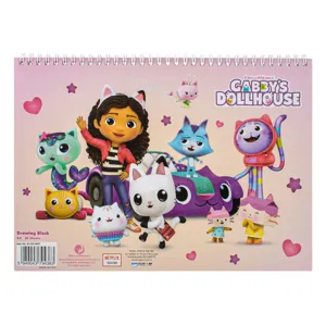 Bloc de desen A4 cu spirala, 30 file, coperta moale, model Gabby's Dollhouse
