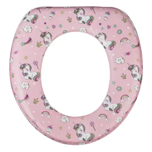 Reductor WC pentru copii, Roz cu Unicorni, 29x27cm