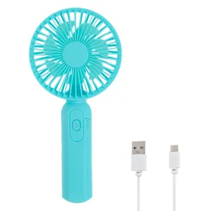 Ventilator mini reincarcabil cu USB, 19 cm, turcoaz