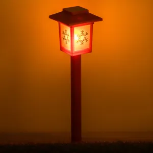 Felinar Solar Stick de Crăciun cu Efect de Flacără și Fulgi de Zăpadă