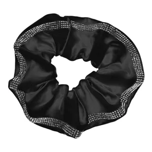 Elastic Textil Satinat Negru cu Strass pentru Femei