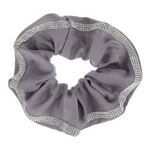 Elastic de păr textil satinat gri pal cu strass