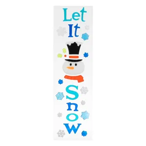 Autocolante gel Let it Snow și om de zăpadă pentru decorarea ferestrelor