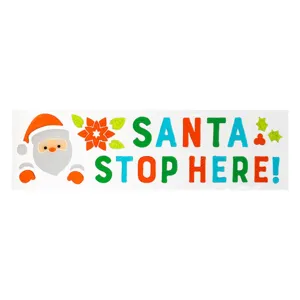 Autocolante gel pentru geam cu mesaj de Crăciun Santa Stop Here