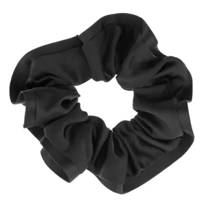 Scrunchie din satin negru cu margine pentru femei