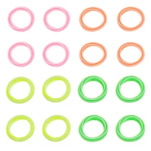 Elastice de păr frotte, Set 16 buc, Multicolor Neon cu Dungi